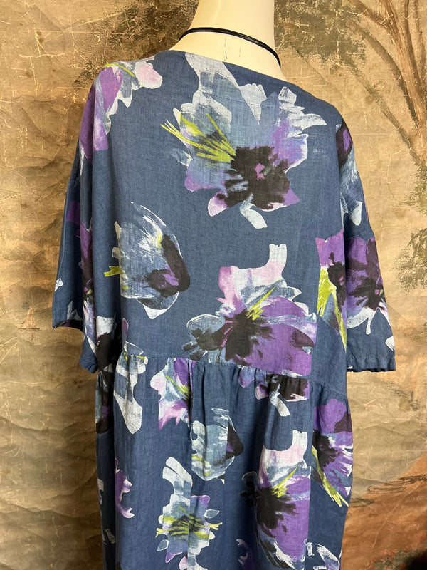91877-52 Artful Bloom Dress-Blue