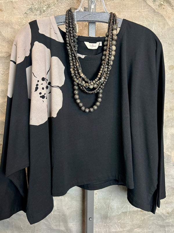 PT1548 Floral Tee Topper-Black