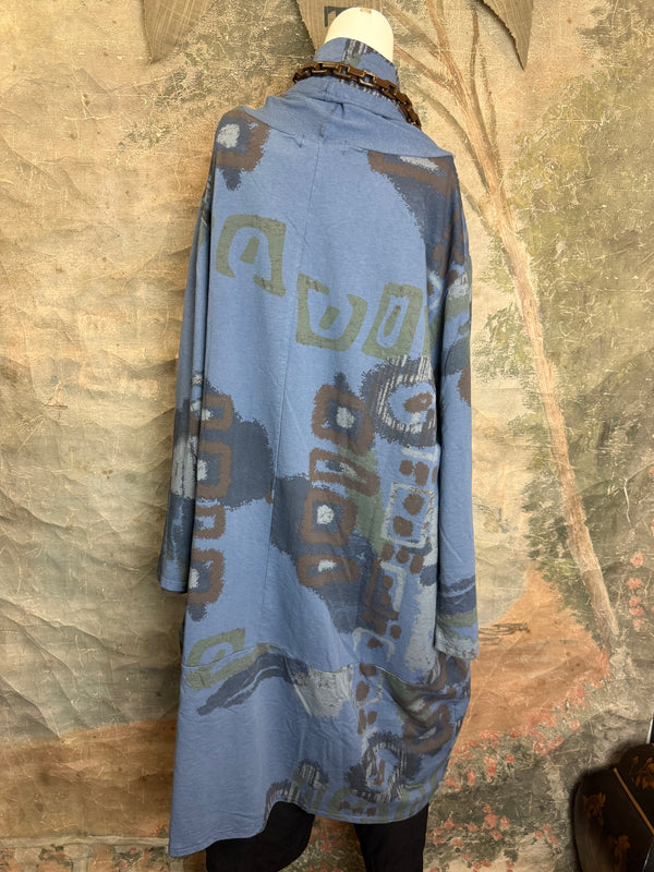 91968 Abstract Sweatshirt Dress-Blue