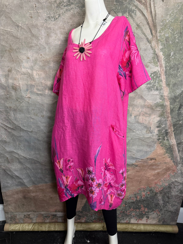 90847G Garden Tea Party Dress-Fuchsia