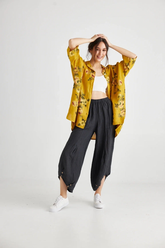 5202 Teddy Floral Shirt-Mustard