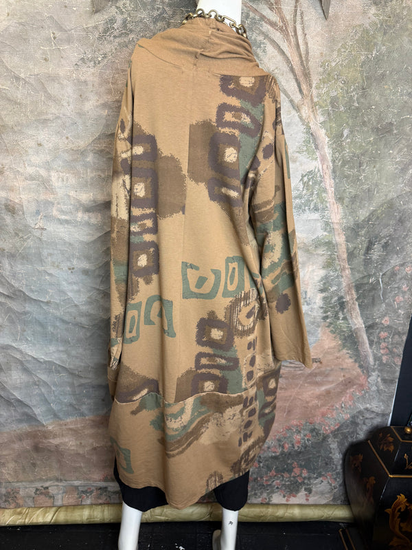 91968 Abstract Sweatshirt Dress-Camel