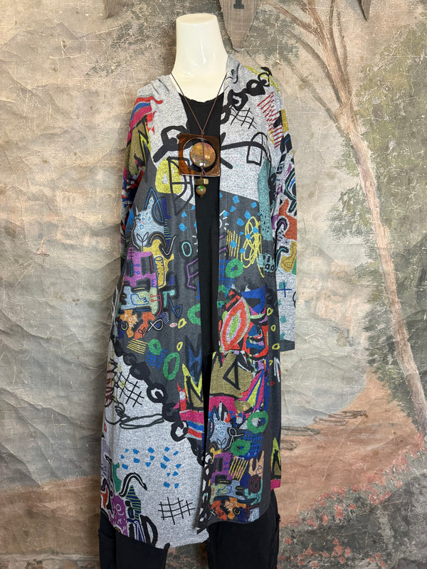 C008T L/Slv Hooded Cardi Duster