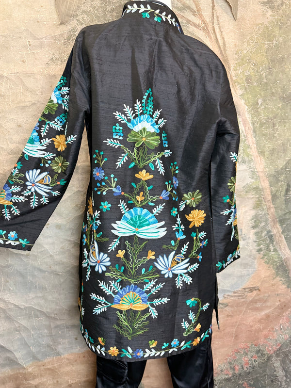 ANU 19969 Silk Embroidered Jacket-Lapis