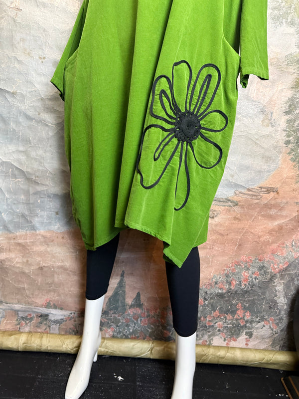 90847 Corduroy Sunflower Dress-Kiwi