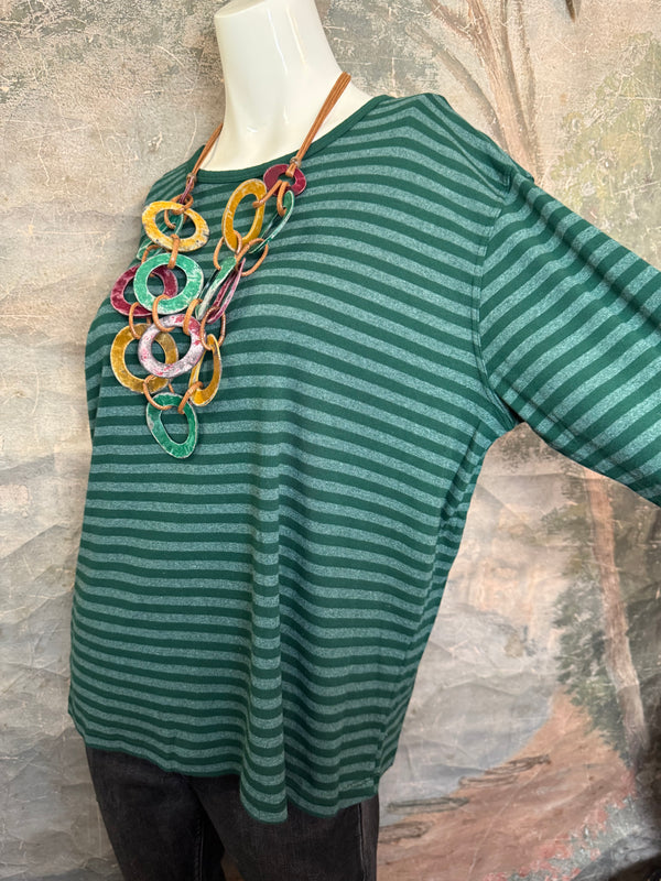 8555-1045 Stripe Lg/Slv Tee-Blue hunter