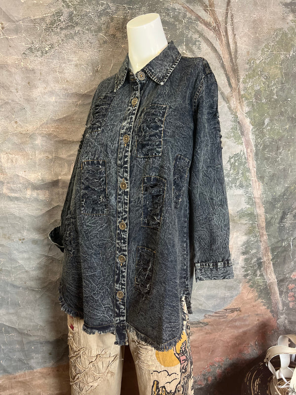 PL413 Distressed Denim Shirt