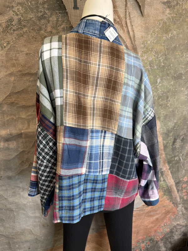 5572-Short Flannel Patchwork Duster-D