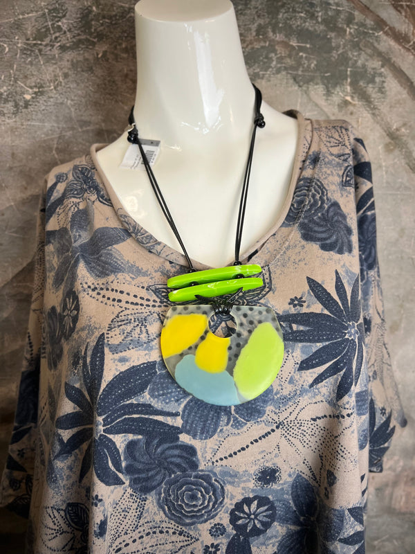 ID715 Floral Elbow Tunic Tshirt-Mushroom
