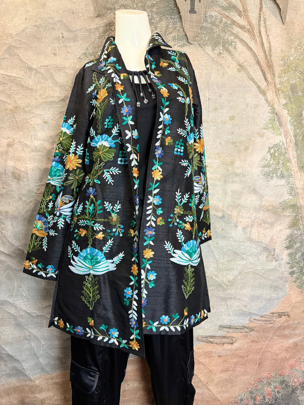 ANU 19969 Silk Embroidered Jacket-Lapis