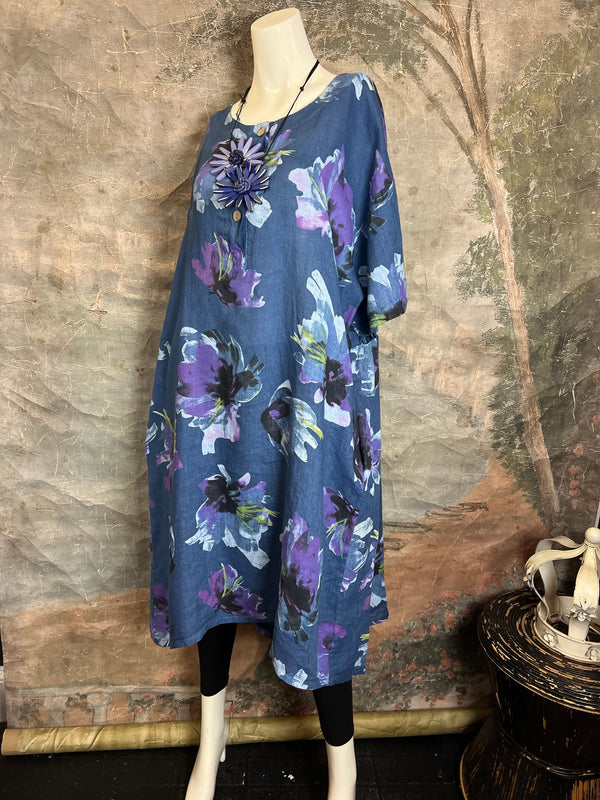 91877-52 Artful Bloom Dress-Blue