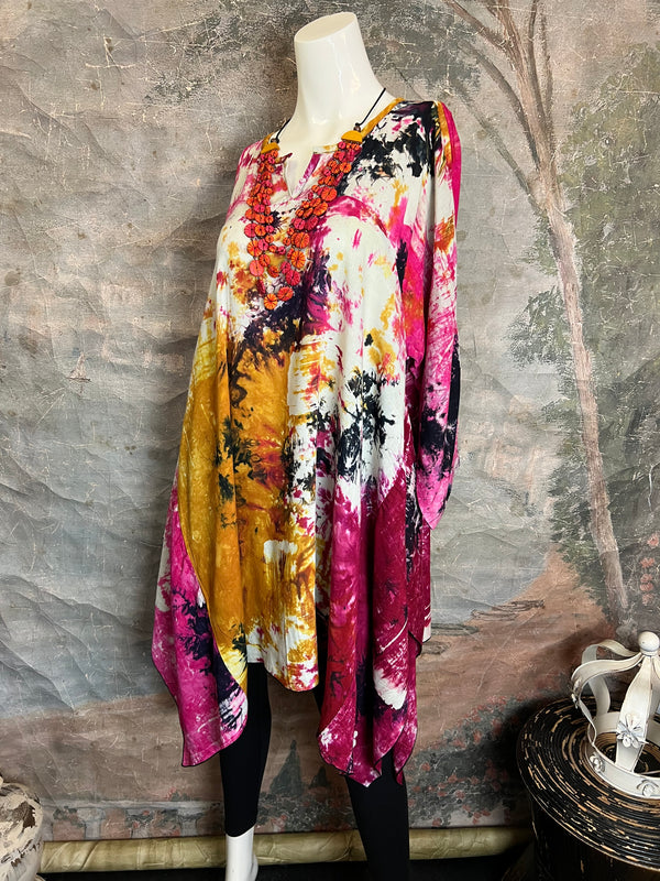 7063V Block Dyed Justly Top-PINK MIX
