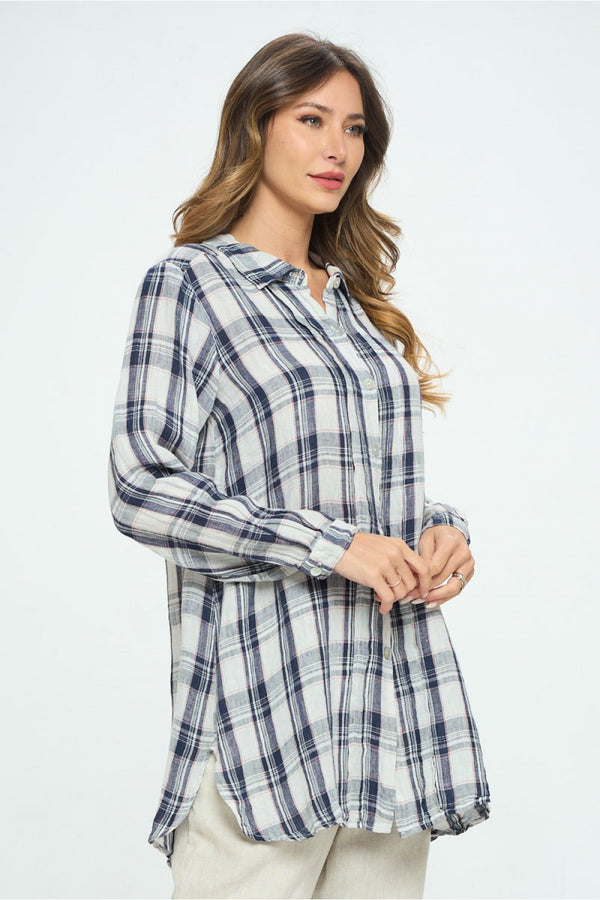 MP-ELT550 Plaid Boyfriend Shirt