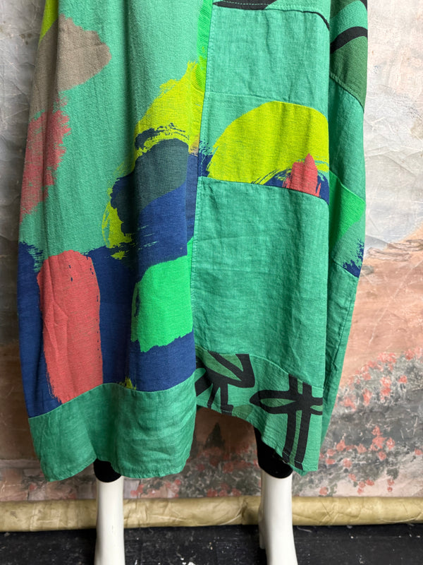 90617P-23 Linen Paint Dress-Gucci Green