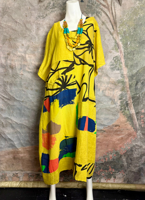 90617P-23 Linen Paint Dress-Mango