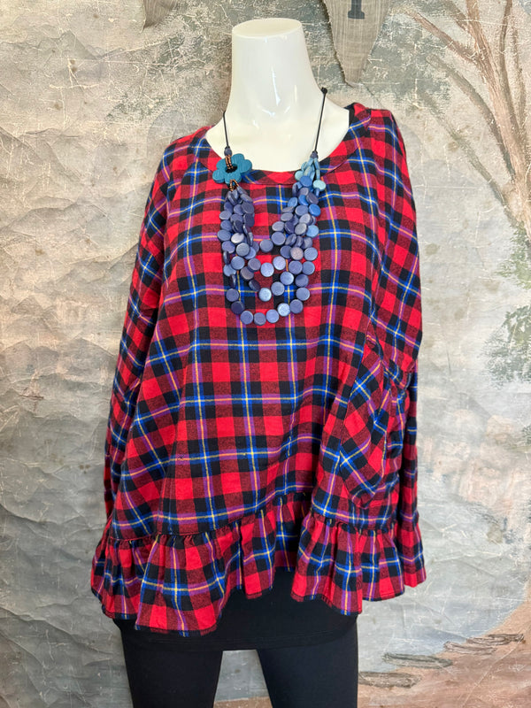 5430 Plaid Ruffle Top