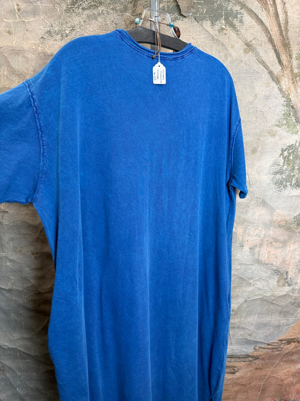 T839 Short Sleeve T-Shirt Dress-Blue/Indian
