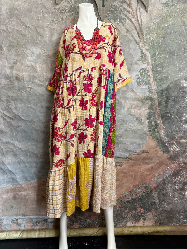 1027w Kantha Arts Tiered Dress-Mix 5