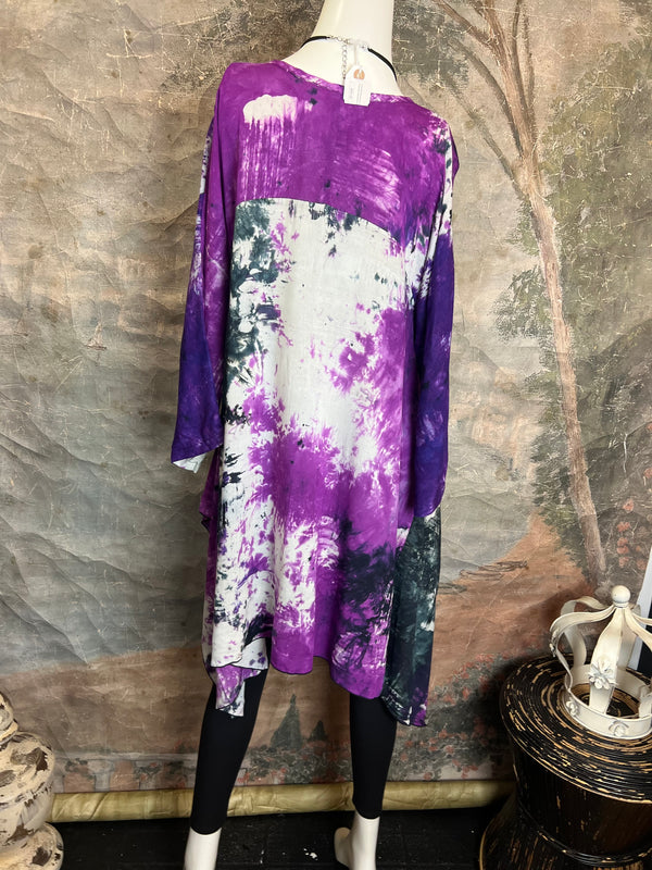 7063V Block Dyed Justly Top-Violet MIX