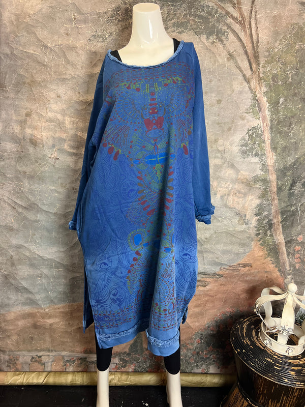 TBG Artdeco Sweatshirt Dress-Blue