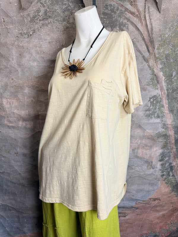 JG- Moon Dance V-Neck Tee-Oats