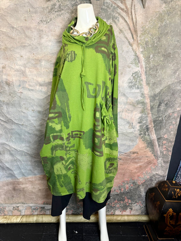 91968 Abstract Sweatshirt Dress-Kiwi