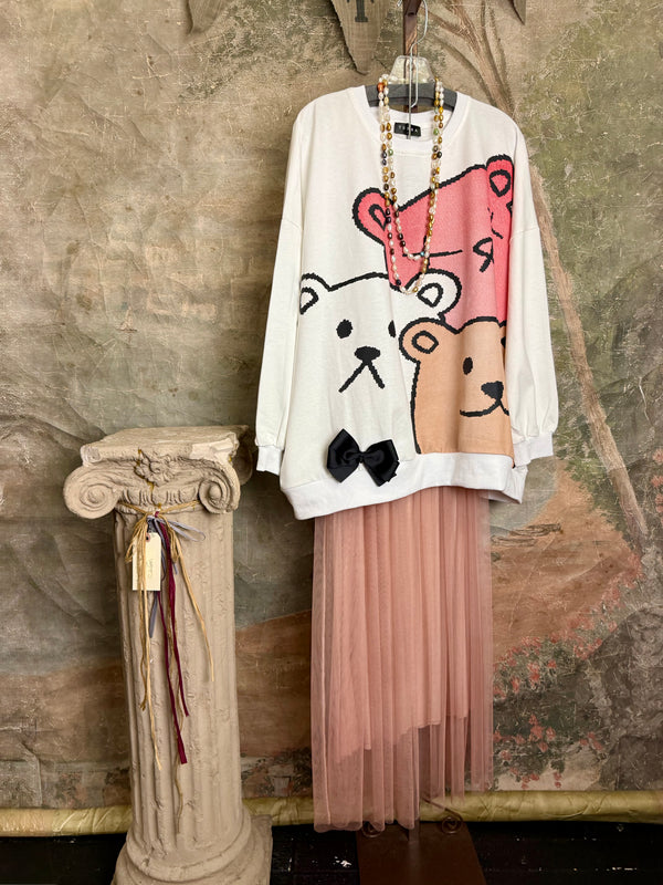 TF-5737 Teddy Gals W/Bow Sweatshirt Tee