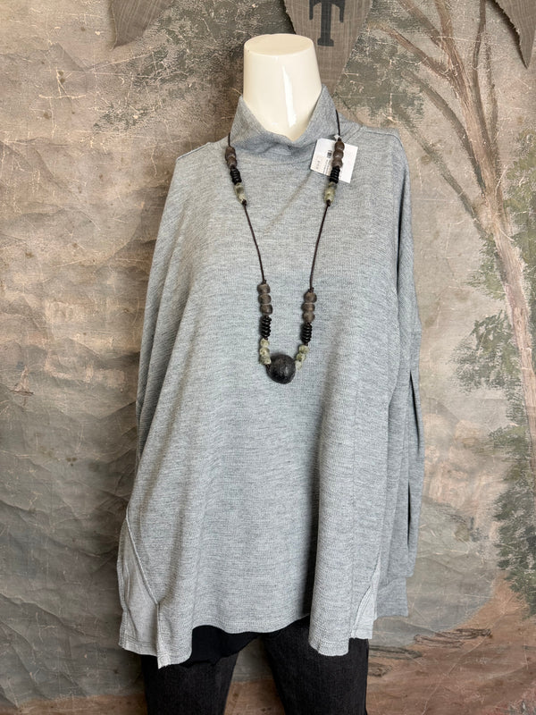 25690 Knit Mock Neck Top-Grey