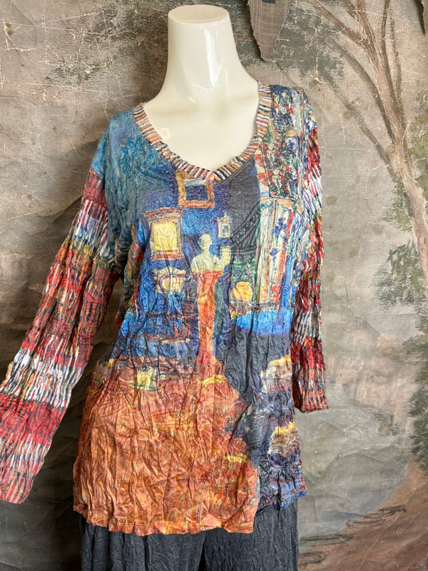 25603 Crinkle Tunic Top-Rust