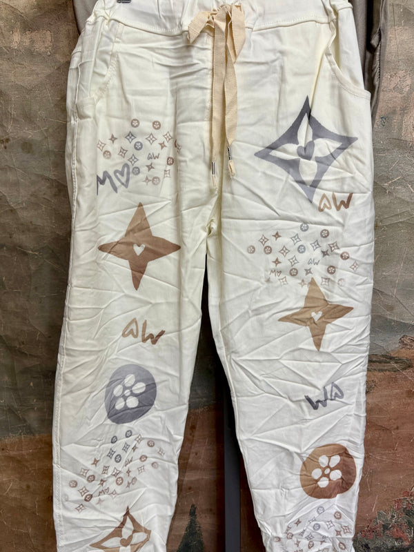 0A910 Pull On Stretch Pants-Lucky Star