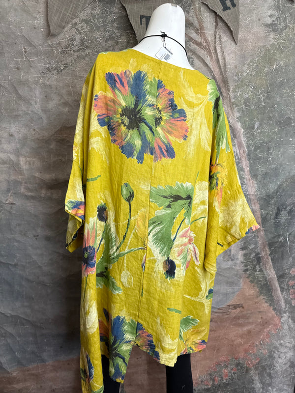 91225 Flower Garden Linen Top-Yellow