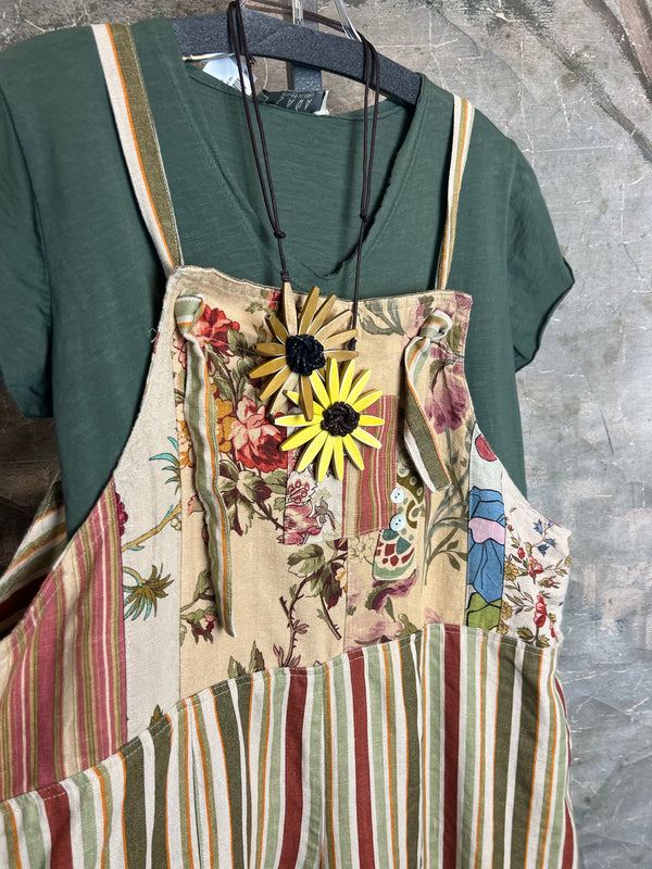 5561 OOAK Patch Linen Overalls-The Mildred