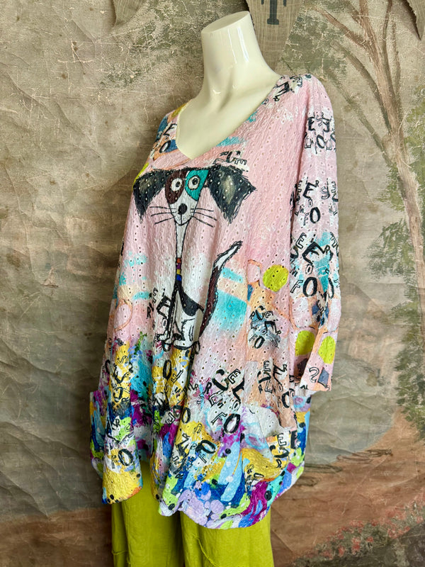 T1196 Vneck Dolman High-low Top-Piper
