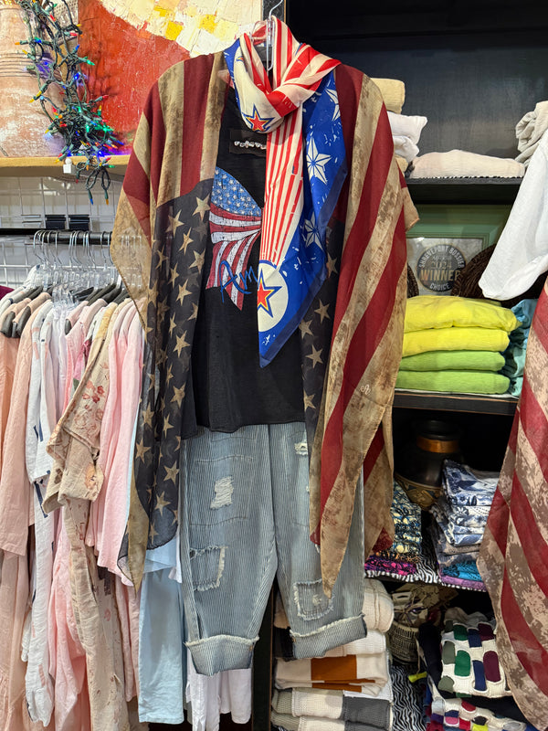 MC30 Vintage USA Flag Kimono