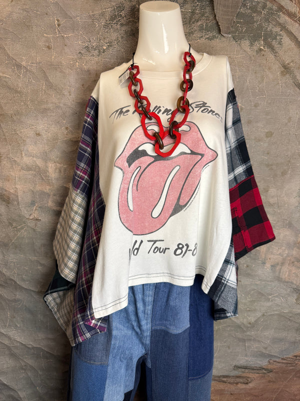 5576 Flannel Band Tee Topper-B