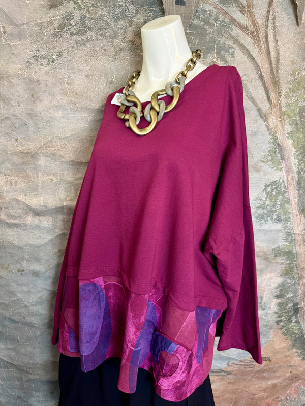 91865 Artsy Patch Pullover-Bordeaux