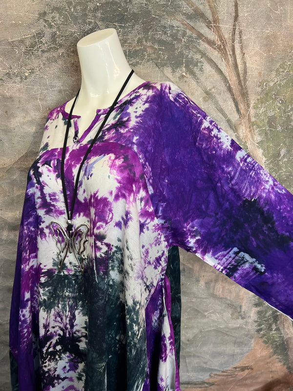 7063V Block Dyed Justly Top-Violet MIX