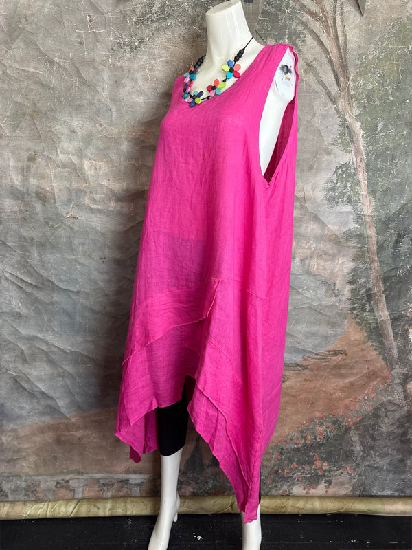 751 Artistry Layered Tank Dress-Fuchsia