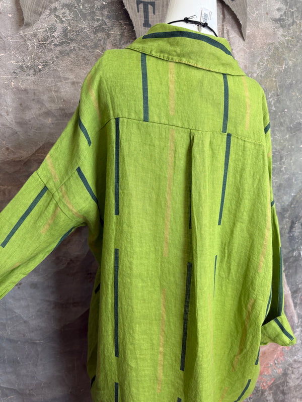 91750S Stripe Big Shirt-KIWI
