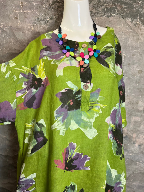 91877-52 Artful Bloom Dress-Kiwi