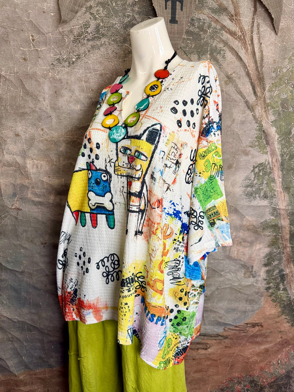 T1029YO Vneck Pullover Top-Bones & Hearty