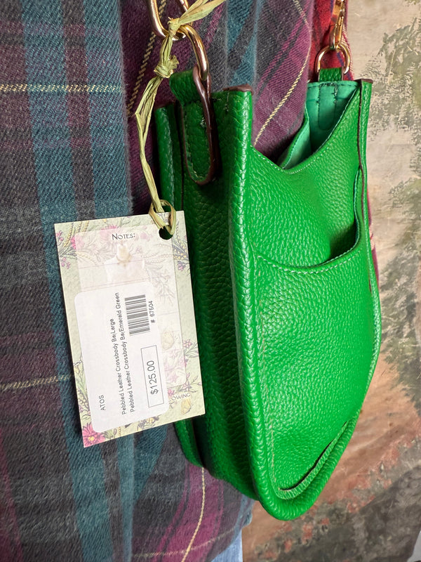0003A Pebbled Vegan MINI Leather Crossbody Bag-Green