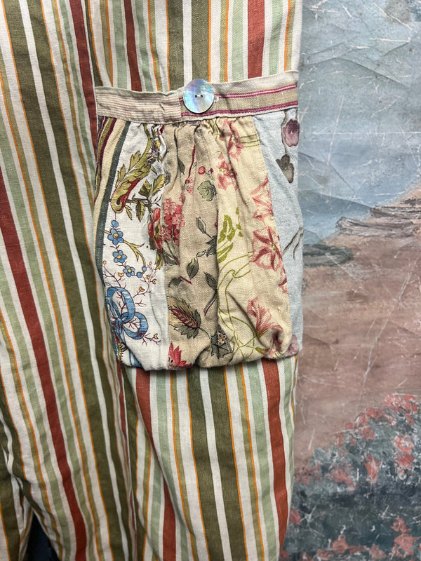 5561 OOAK Patch Linen Overalls-The Edith
