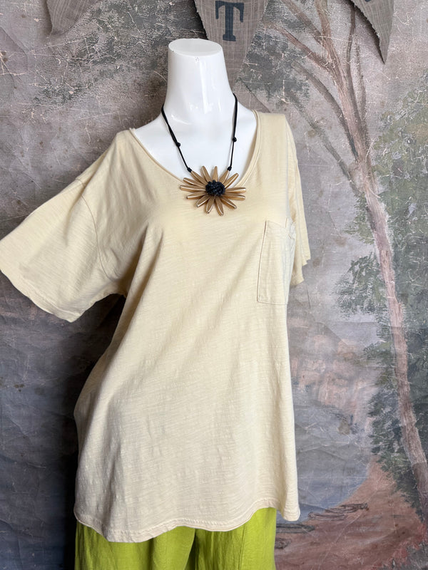 JG- Moon Dance V-Neck Tee-Oats