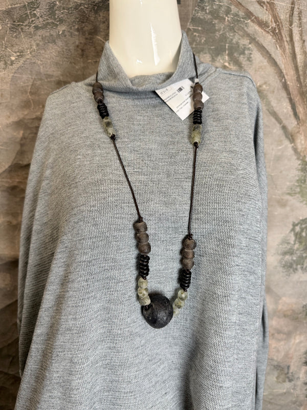 25690 Knit Mock Neck Top-Grey