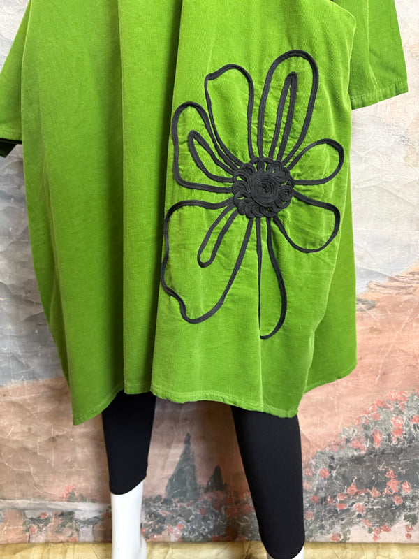 90847 Corduroy Sunflower Dress-Kiwi