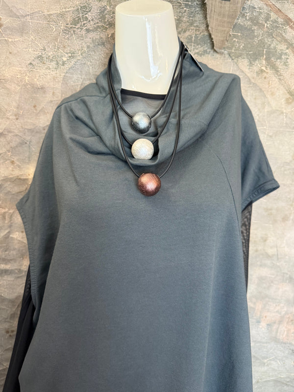 92009 Cocoon Sweatshirt Dress-Charcoal