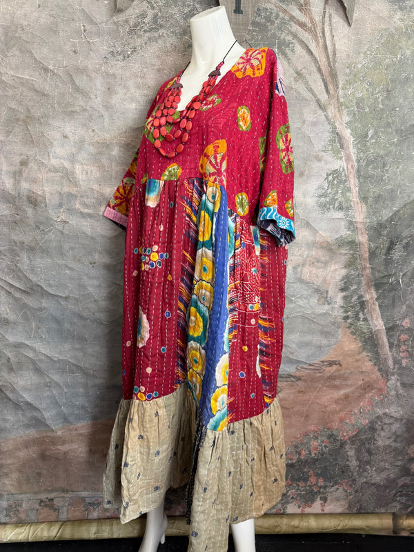 1027w Kantha Arts Tiered Dress-Mix 10