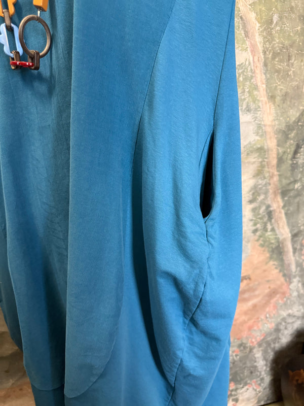 6512AU Cowlneck Bubble Dress-TEAL