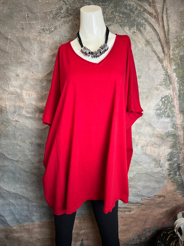 8715 Solid V-Elbow Tunic Tshirt-Amaryllis
